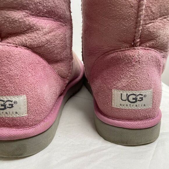 UGG Australia Classic‎ Short 5825 Leather Sheepskin Lined Winter Boots Pink 8 - Picture 6 of 11